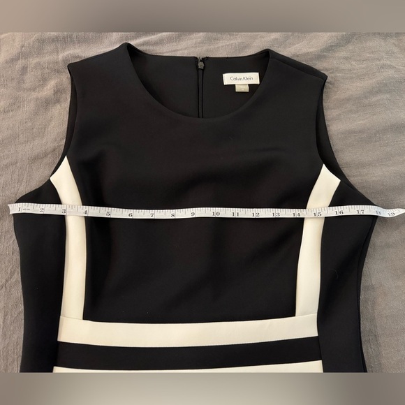 NWT Calvin Klein Women’s Colorblock Scuba Sheath Dress in Black & White Size 10 - Picture 5 of 7